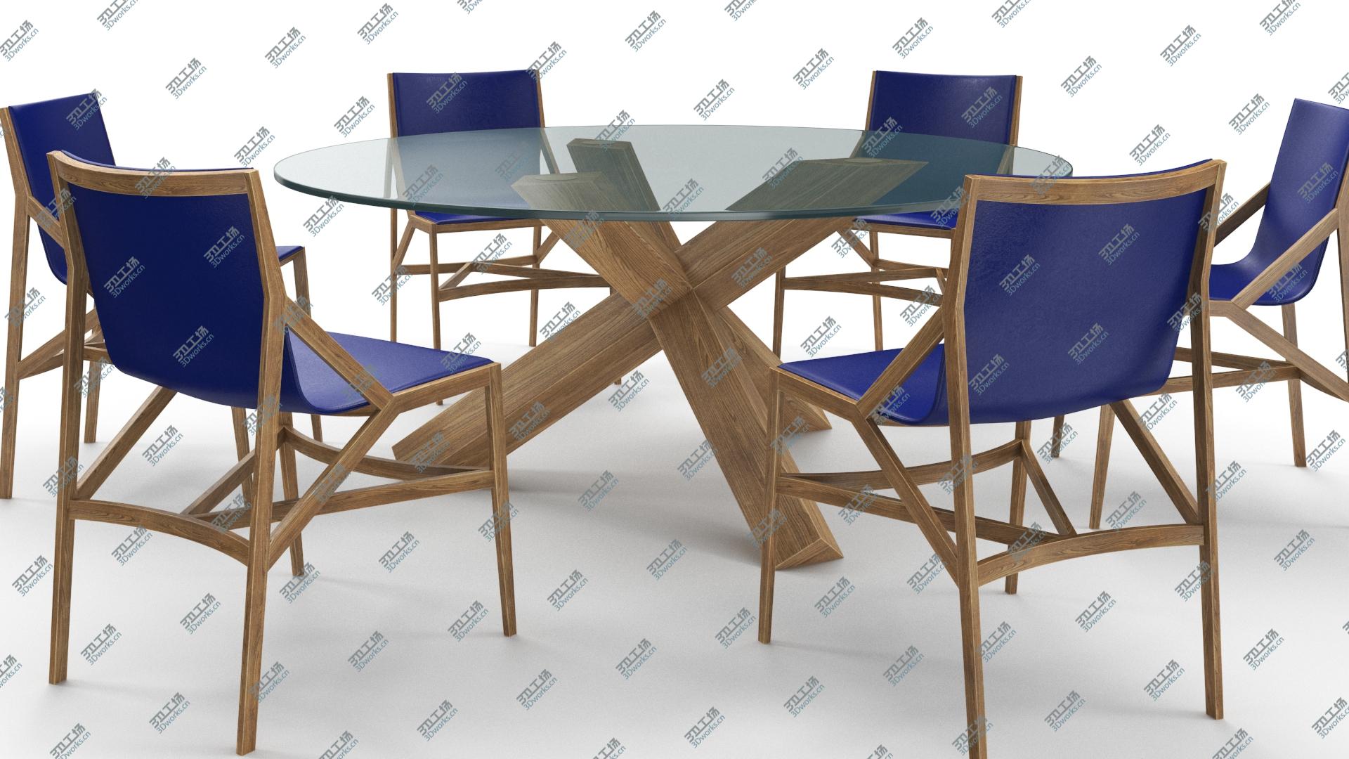 images/goods_img/2021040233/Cassina Dining Table Chair Set Oak Glass Blue 3D model/4.jpg